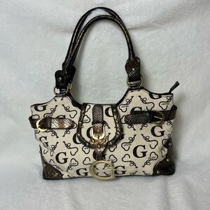 Vintage Y2K Guess monogram satchel bag with faux snakeskin accents